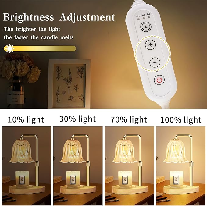 Candle Warmer Lamp with Timer Dimmable: Birthday Gifts for Women Adjustable Height Candles Light Warmers Lamps Gold Crystal Candle Warmer, House Warming Gift New Home Decor, Christmas Gifts for Women