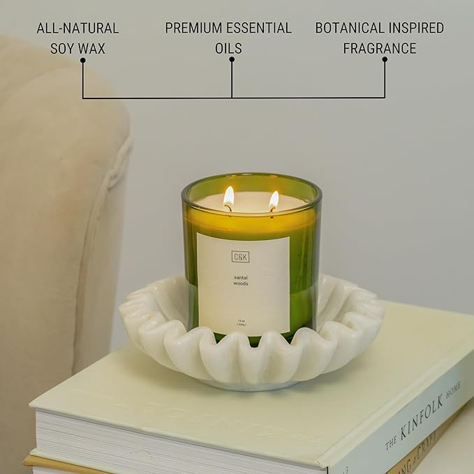 Craft & Kin 12oz Santal Woods Scented Candle for Home | Premium Green Winter Scented Candles for Men | Made with Natural Soy | Gifts for Men and Women | Nature Collection