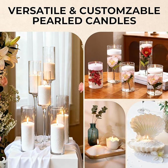 Sand Candle Making Kit Gift Set - Pearled Candle Sand and Wicks, Lidded Large Glass Jar, Jasmine Sandalwood Scent, 100-Hour Burn, Pearled Candles Making Christmas Gift for Adults & Beginners