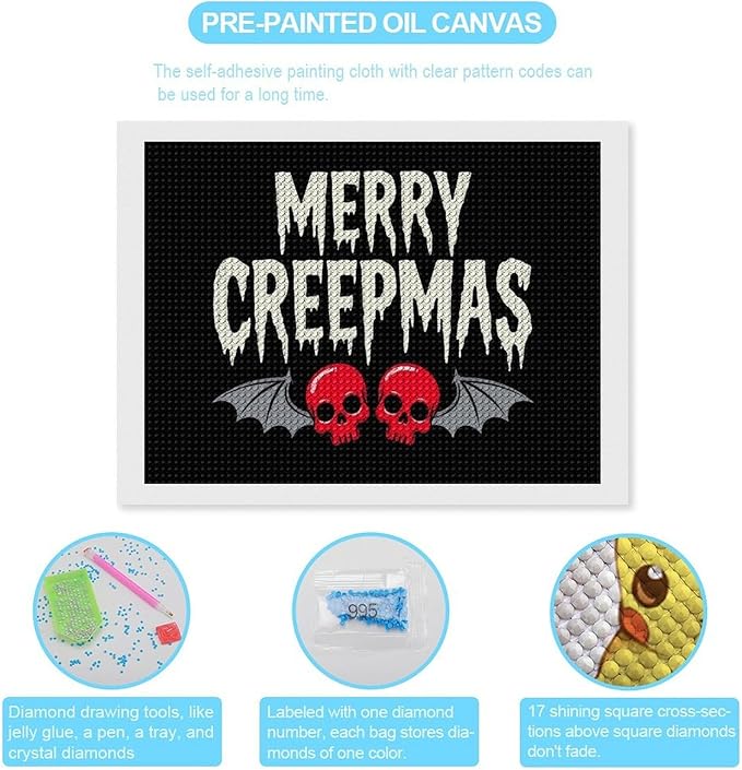 AIVKIEJK Diamond Painting Kits for Adults - Halloween & Christmas Gothic Ghost Christmas Painting DIY 5D Full Drill Diamond Dots Paintings with Diamonds Gem Art and Crafts Home Decor 12"x16"