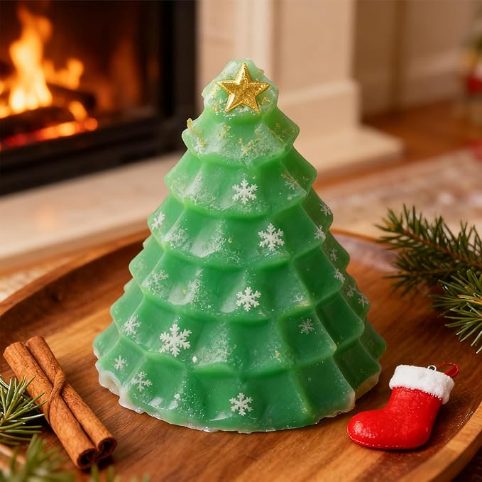 3D Christmas Tree Silicone Molds Large Christmas Molds Xmas Tree Pan Silicone Mold 8-Cavity Christmas Cake Mold for Mousse Cake Muffin Baking Jello Chocolate Ice Cube Soap Candle Lotion Bar Bath Bomb