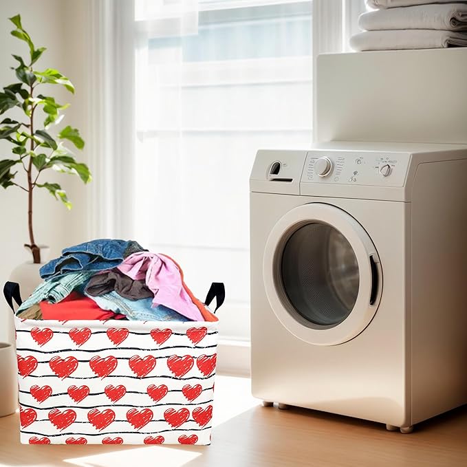 Valentine's Day Basket Gift for Empty Cute Heart Large Storage Bin for Kid and Baby Room Décor (Red Love)