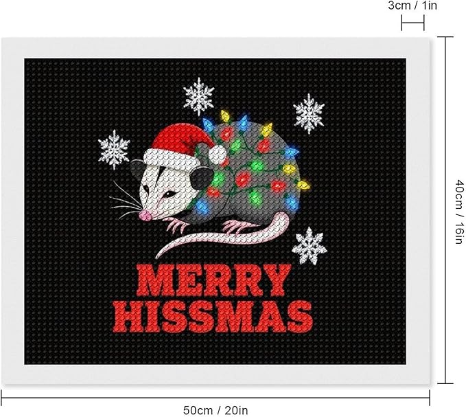AIVKIEJK Diamond Painting Kits for Adults - Christmas Possum Merry Hissmas Painting DIY 5D Full Drill Diamond Dots Paintings with Diamonds Gem Art and Crafts Home Decor 16"x20"