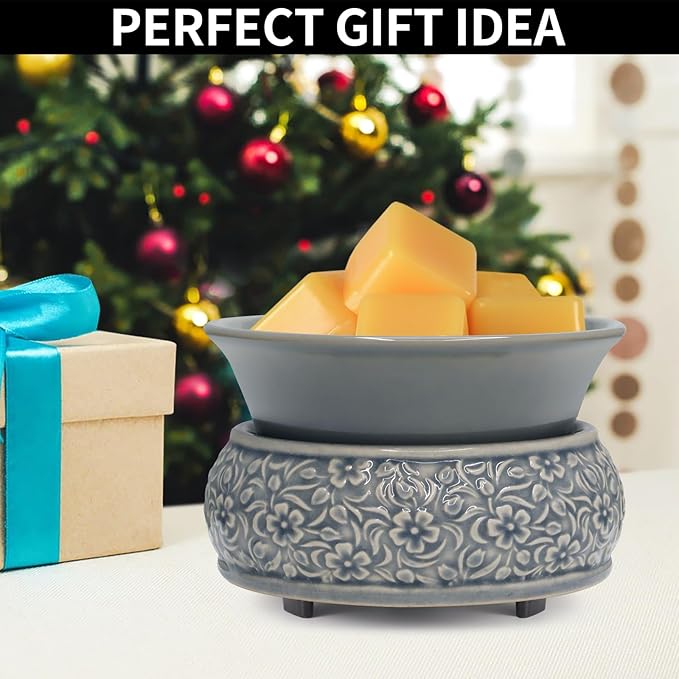 mocosa Wax Melt Warmer for Scented Ceramic Candle Warmer Home Fragrance Wax Burner for Mom Women(Blue)