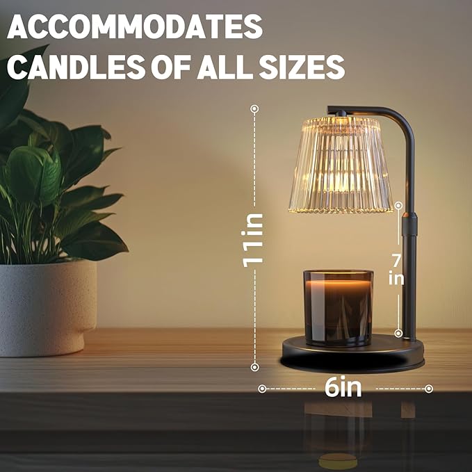 Candle Warmer Lamp with Timer Dimmable - Adjustable Electric Wax Melt Warmer Scented Large Jar Candles Lights, House Warming Birthday Gifts for Women, New Home Living Room Decor, Modern