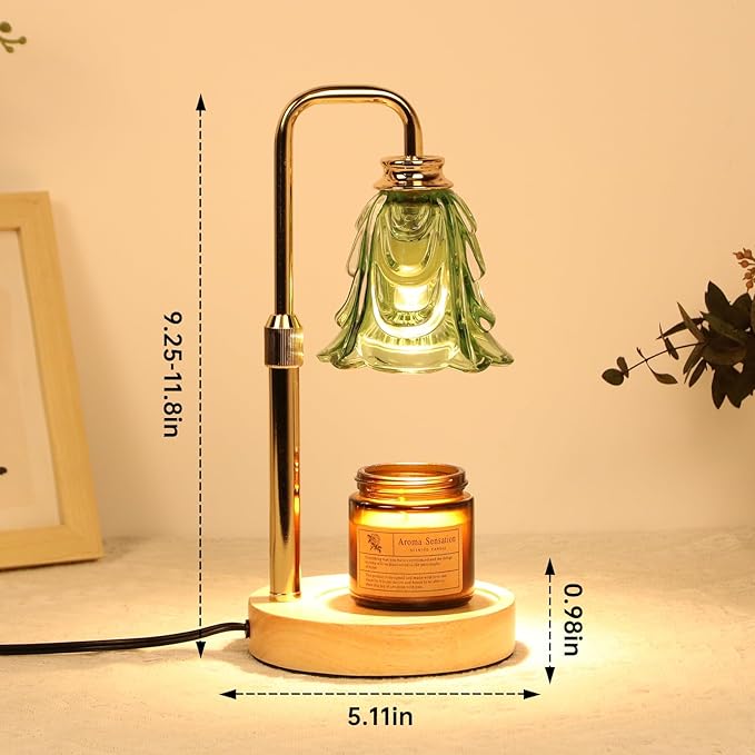 Candle Warmer Lamp with Timer Electric Candle Warmer Lamp Adjustable Height Dimmable Wax Warmer Lamp Jar Candles with 2 Bulbs for Home Decor & Office