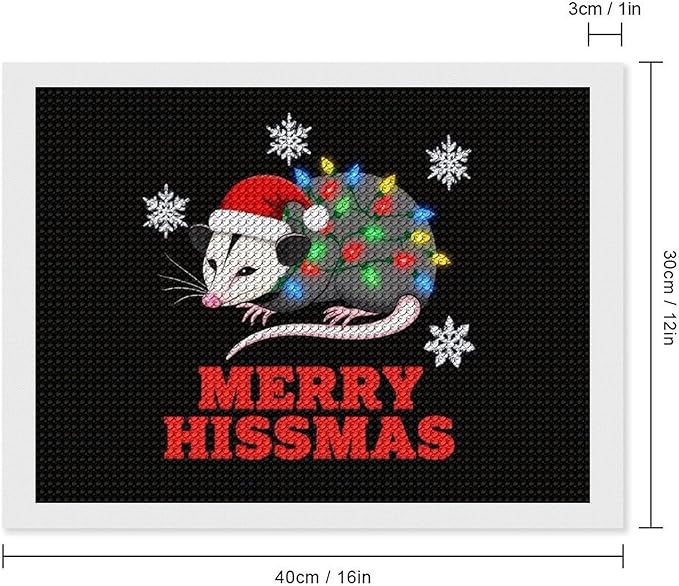 AIVKIEJK Diamond Painting Kits for Adults - Christmas Possum Merry Hissmas Painting DIY 5D Full Drill Diamond Dots Paintings with Diamonds Gem Art and Crafts Home Decor 12"x16"
