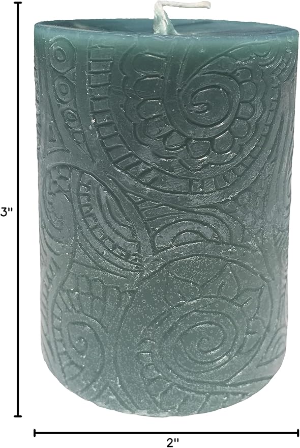 BeeTheLight Beeswax Pillar Candle - 100% Pure Bees Wax - Choose Your Size and Color - 24 Hour Burn Time - 2x3 - Unscented - Natural Light Honey Scent (Earthen Green, Small)