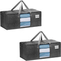 VENO 2 Pack Heavy Duty Moving Bags, Christmas Storage Bins with Lids, Transparent Window Design, Alternative to Moving Boxes, Storage Bags for Clothes, Blankets, Comforters, Pillows (Gray, 2 Pack)