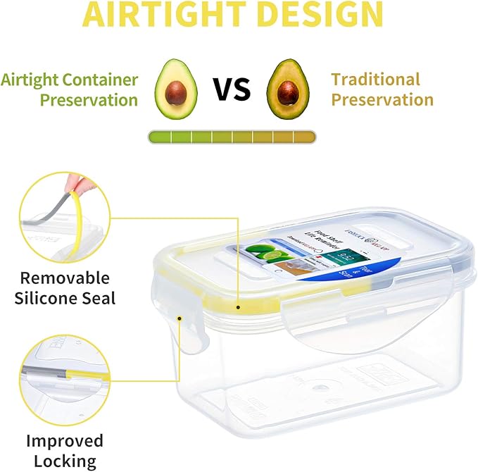 KIGI Small Plastic Food Storage Container Set for Snack, Puree, Lunch & Meal Prep, BPA-Free, Airtight lids, Leak-Proof Mini Bento box (0.75 Cup, 8 Piece Set)