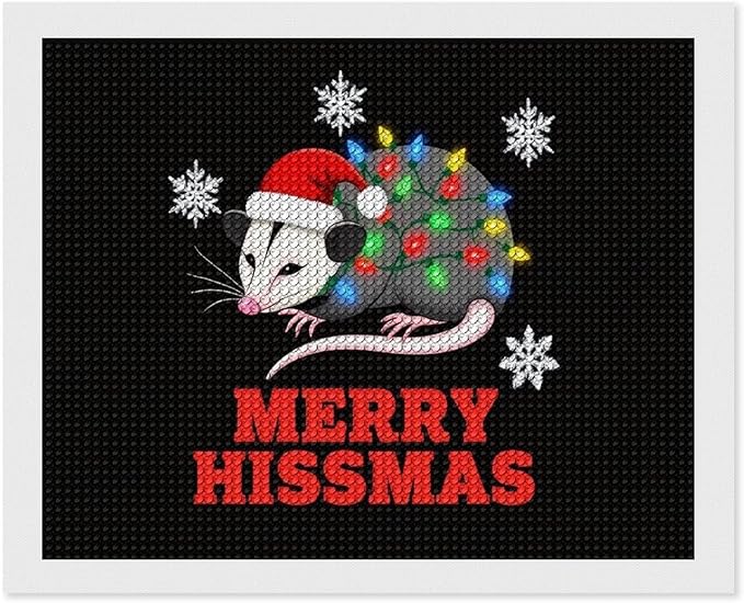 AIVKIEJK Diamond Painting Kits for Adults - Christmas Possum Merry Hissmas Painting DIY 5D Full Drill Diamond Dots Paintings with Diamonds Gem Art and Crafts Home Decor 16"x20"