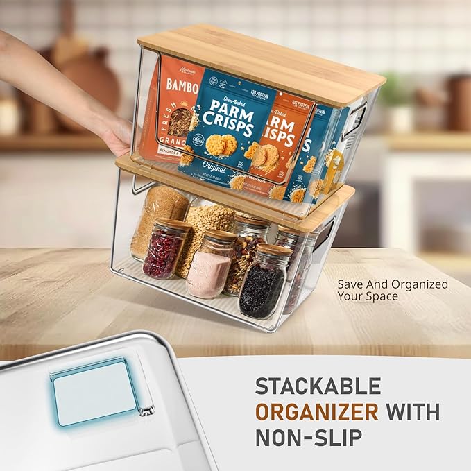 IDEATECH Kitchen Organizers and Storage, Stackable Kitchen Counter Organizers for Onion, Potato, Fruit, Produce, Vegetable ( 2+ 2Set)