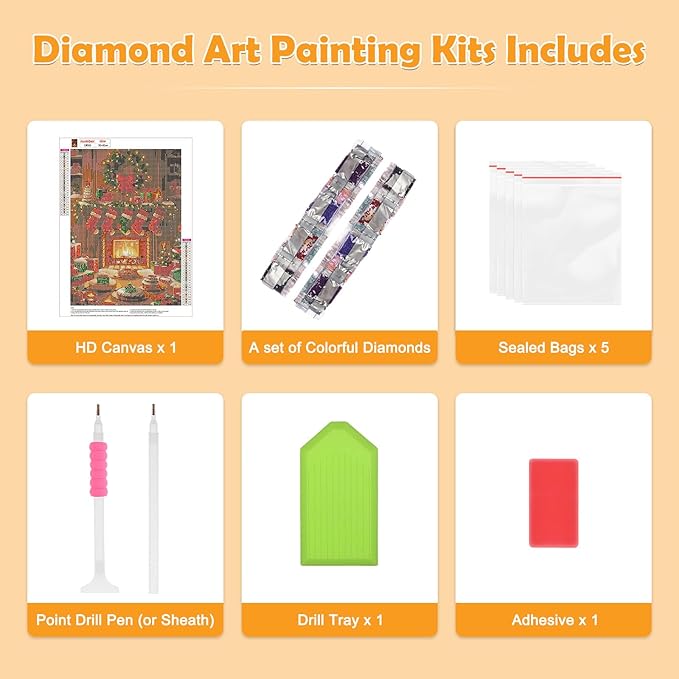 MOGTAA Christmas Socks Diamond Art Kits for Adults, 5D Full Drill Winter Diamond Painting Kits for Adults Beginner, DIY Round Diamond Dots for Adults, Gem Art for Home Wall Decor 12 X 16 Inch