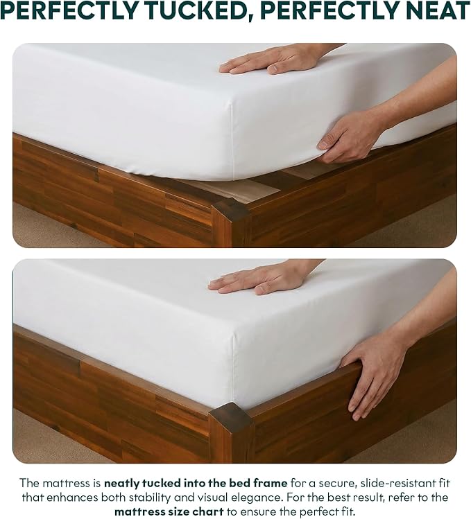 Bme Dinkee 15 Inch Signature Bed Frame Without Headboard - Modern & Minimalist Style with Acacia Wood - 12 Strong Wood Slat Support - Easy Assembly - No Box Spring Neededd - Dark Chocolate, Full