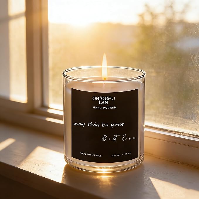 Chloefu LAN Inspirational Motivational Candles, May This Be Your Best Era, Gardenia Candle for Home Decor, Housewarming & Celebration Gifts, Self-Care & Milestone Gifts, Highly Scented