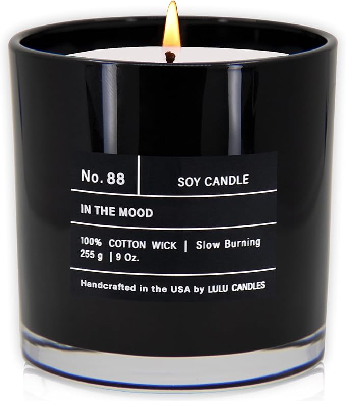 Lulu Candles | in The Mood | Luxury Scented Soy Jar Candle | Hand Poured in The USA | Highly Scented & Long Lasting- 9 Oz.