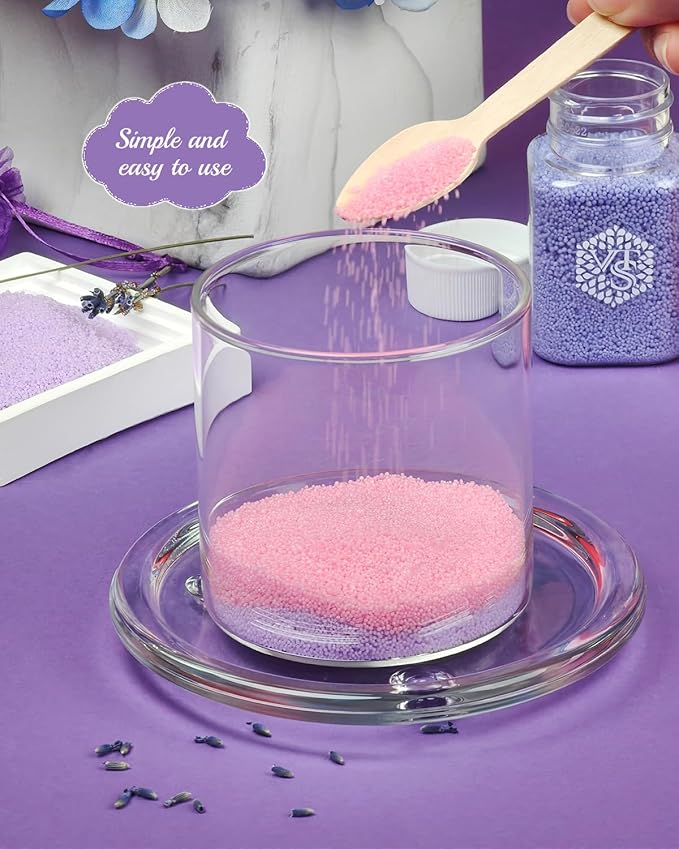 Lavender Field DIY Pearled Candle Sand Set -11 Oz Sand Wax Beads (6 Colors), 2x10ml Scented Essential Oils, 4 Reusable Wicks, Glass Cup & Spoon, Home Decor & Handmade Gift & Craft Enthusiasts