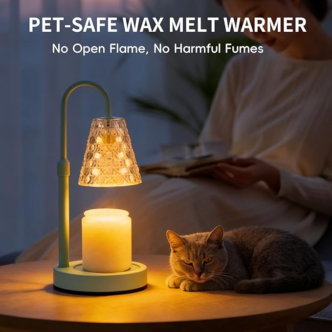 Candle Warmer Lamp Green with Timer Dimmable, Birthday Gifts for Women Mom, House Warming Gifts New Home Decor, Wax Melt Warmer for Jar Candles with 2 Bulbs