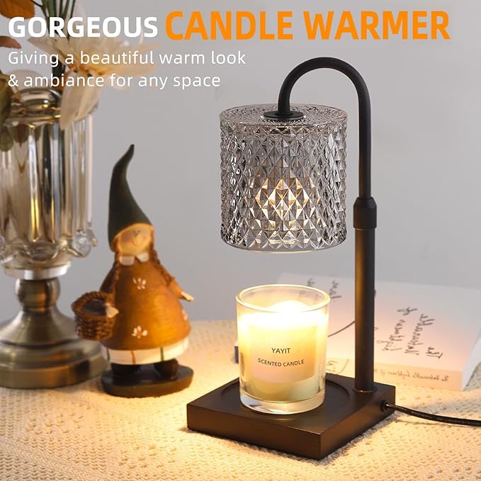 Candle Warmer Lamp with Timer Dimmer Adjustable Height, Candle Warmer with 2 Bulbs for Jar Candles, Home Decor, for Women Birthday 2 Pack