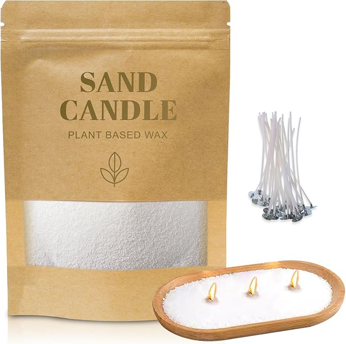 Candle Sand with Wicks, 1.1LB Pearled Candle, DIY Bead Powder Sand Wax Making kit Included 20 Pcs Wicks, Refillable, Non Toxic for Handmade, Wedding and Party Decorations (Vanilla Pear Coconut)