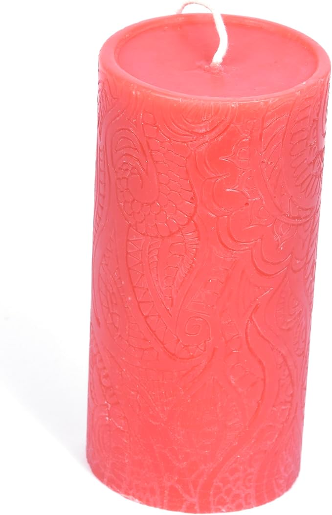 BeeTheLight Beeswax Pillar Candle - 100% Pure Bees Wax - Choose Your Size and Color - 72 Hour Burn Time - Fits 3x6 Holder - Unscented - Natural Light Honey Scent (Orange Sunrise, Large)