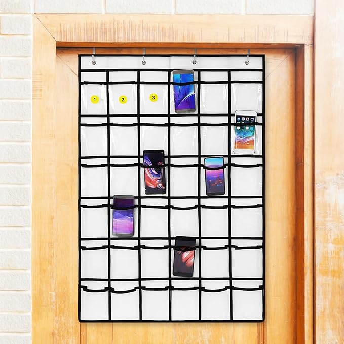 CHILDWEET Hanging Organizer Pockets Over The Door Organizer Cell Phone Holder Large Capacity PVC Storage Pocket Chart