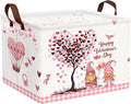 Valentine's Day Basket Gift for Empty Cute Heart Large Storage Bin for Kid and Baby Room Décor (Pink Dwarf Love Tree Hot Air Balloon)