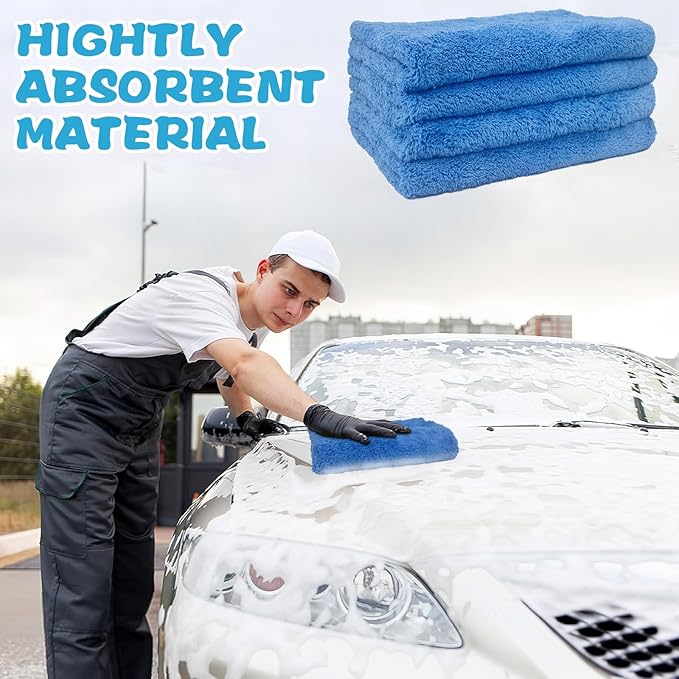 4 Pcs Extra Large Microfiber Cleaning Cloth, 30"x20" Washable Reusable Floor Cloth for Squeegee Mop House Floor Kitchen Car Window Highly Absorbent, Lint and Streak Free