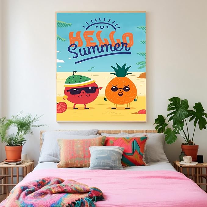 GUAIEUW DIY Diamond Painting Kit Summer Fruit Paradise Diamond Painting Digital 5D Full Round Diamond Kit for Adults, Personalised Gift for Family & Friends for Wall Decor 20x30 Inch