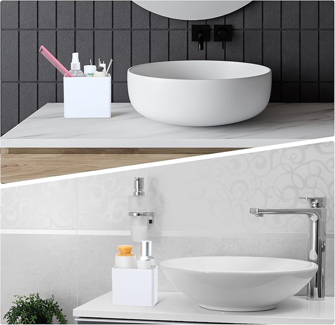 Suclain 8 Pcs Wall Mounted Organizer Non-Drilling Adhesive Floating Shelf White Wall Bin Organizer Hanging Storage Containers for Bedroom Bathroom Kitchen Office