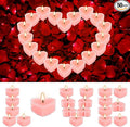 Valentine's Gift 50 PCS Heart Shaped Tea Light Candles, Rose Scented 4-Hour Burn Smokeless Tealights for Valentine's Day, Wedding Anniversary, Proposal&Romantic Decorations.
