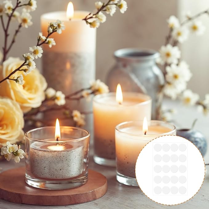 Xthrotsenk 1000 Pieces Candle Wick Stickers for Candle Making Tabs Double Sided Heat Resistance Stickers Candles Dots Wicks Tabs for Candles Making