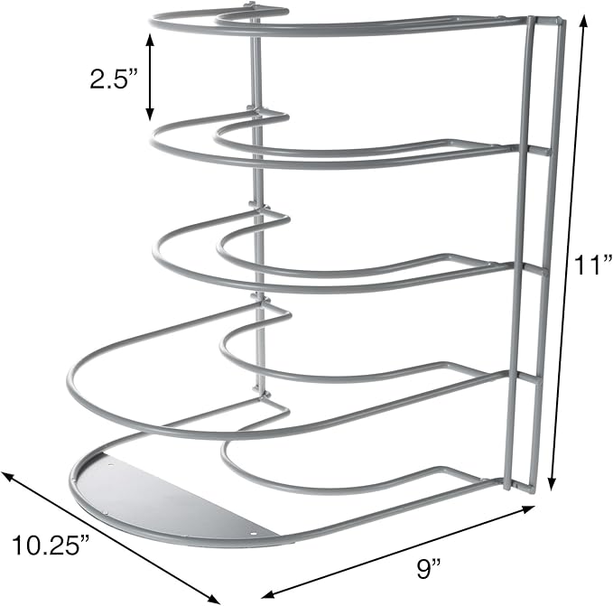 Kitchen Cabinet Pot, Pan and Lid Organizer and Holder- Iron Storage Pantry Rack Shelf for Pots and Pans, Houseware, Bakeware and More by Lavish Home