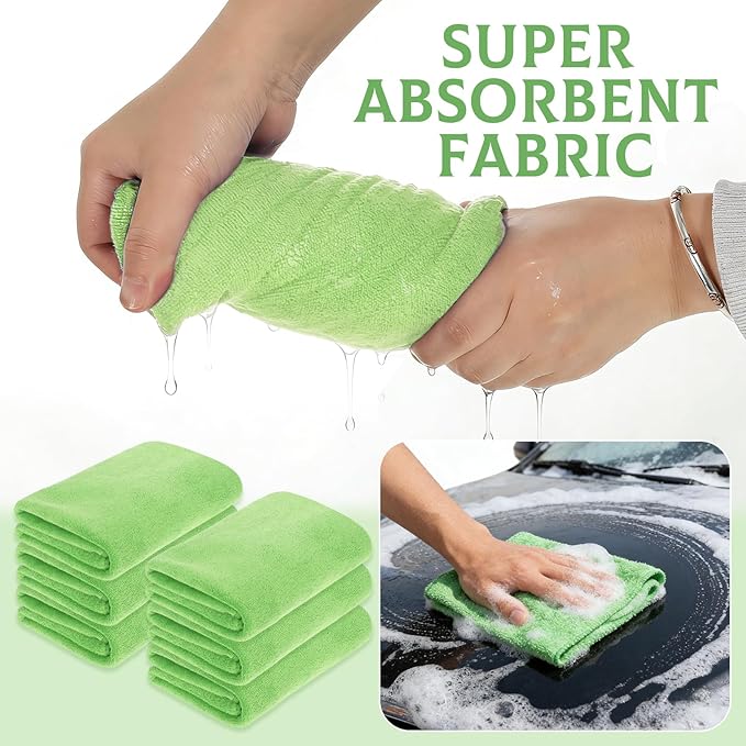 6 Pcs Extra Large Microfiber Cleaning Cloth Reusable Microfiber Towels Thick Washable Cleaning Towel for Home Office Windows Floors and Cars, 30 x 20 Inch (Green)