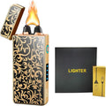 Big Flame Electric Lighter Plasma Lighters Cool Lighters with LED Battery Indicator, Windproof Arc Lighter, Butane for Man & Woman(Bloom)
