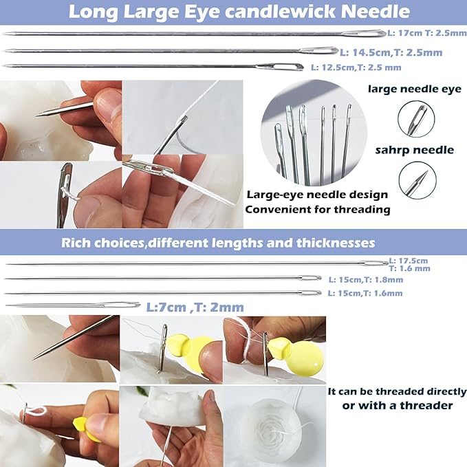 37PCS Candle Making Tools Set Adjustable Punch Needle Long Silicone Mold Needle Drill Candle Wick Hole Drill Steel Sticks to Make Holes in Candles Soap,Mold Punch Wicking Needle Tools Inserting Tool