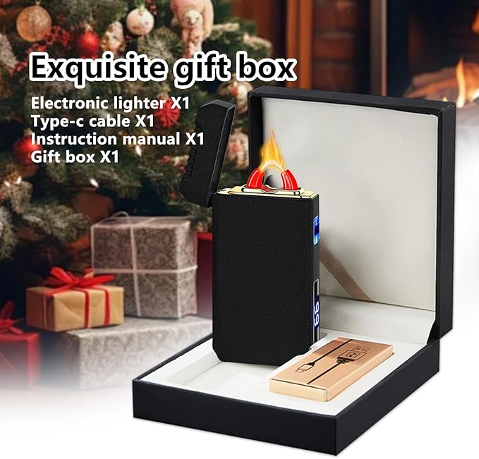 YOZWOO Rechargeable Electric Lighter USB C Electronic Lighters High Power Flame Arc Plasma Lighter Windproof Camping Lighters with Long Battery Life for Home and Outdoor (Frosted Black)