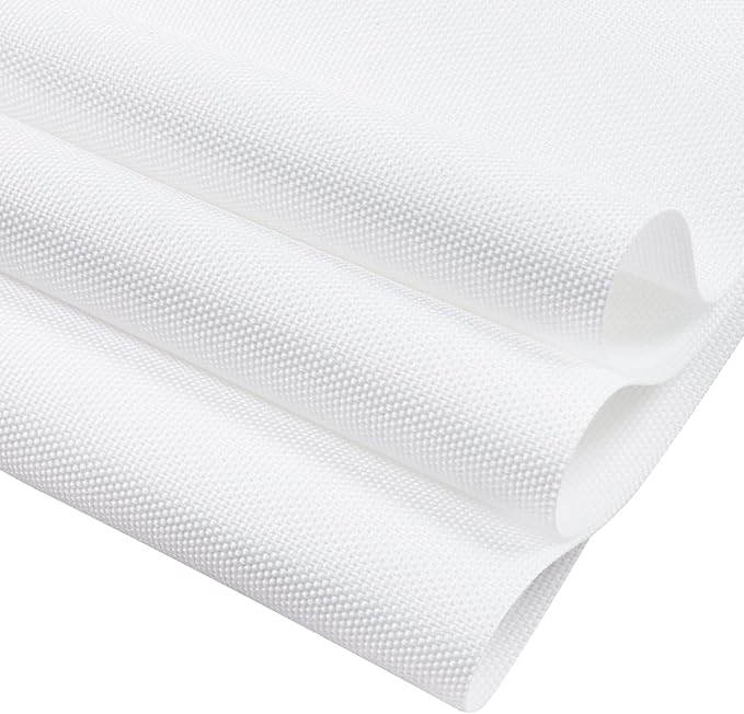 Soft Waterproof Canvas Fabric PU Backing, 600 Denier Ripstop UV Protection 18 x 60 Inch Canvas Cordura Fabric for Outdoor/Indoor, DIY Crafts, Bags, Awning, Marine, Furniture Cover(White)
