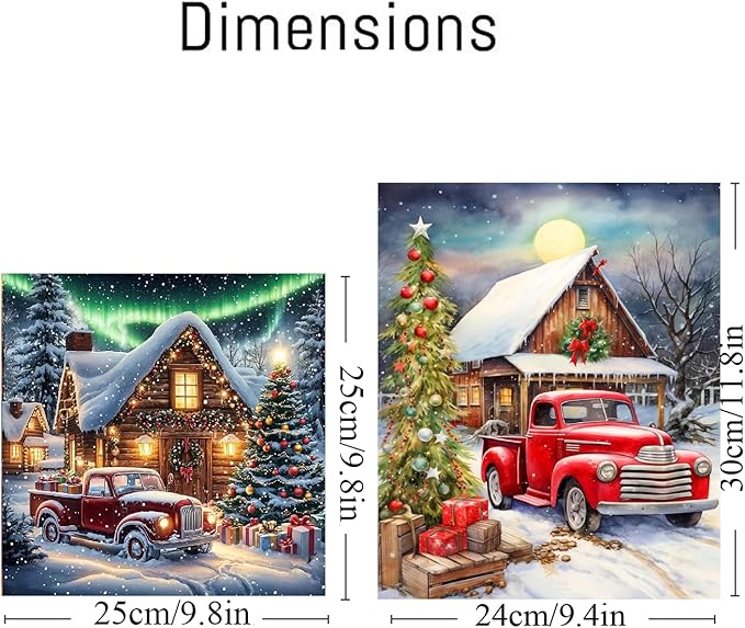 2 pack Christmas Paint by Numbers Kit for Adults Beginner With Framed,Winter Truck Easy Adult Paint by Number Kits on Canvas DIY Painting for Beginners Art by Numbers for Home Wall Decor 10x12 Inch