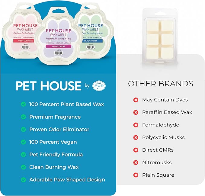 Pet House Sunwashed Cotton Wax Melts - Long-Lasting Plant Based Fresh Linen Scented Wax Melts Pet Friendly Pack of 4