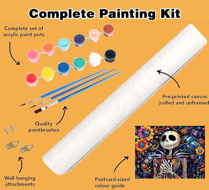 Meothan Jack Paint by Numbers Kits for Adults Beginners-Halloween Paint by Number for Adult, Adults Easy Canvas Paint by Numbers for Home Decor and Gifts 16X12 inch Nightmare Before Christmas