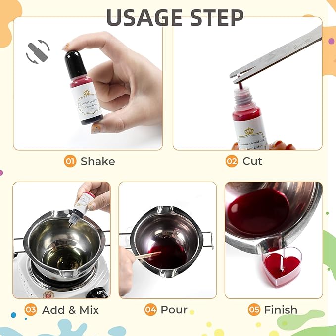 YRYM HT Candle Dye - 32 Oil-Based Liquid Candle Color Dye for Soy Wax,(10Ml/Bottle) High-Concentrated Candle Making Supplies Sets,Vivid,Safe & Natural Candle Wax Dyes for DIY Projects