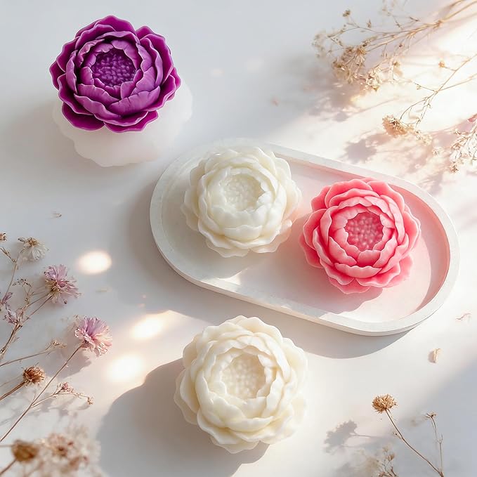 Petal Flower Rose Peony Tulip Cylinder Candle & Resin Mold - Resin Casting Silicone Molds for Home Decor & Candle Making Wave Spiral Mold