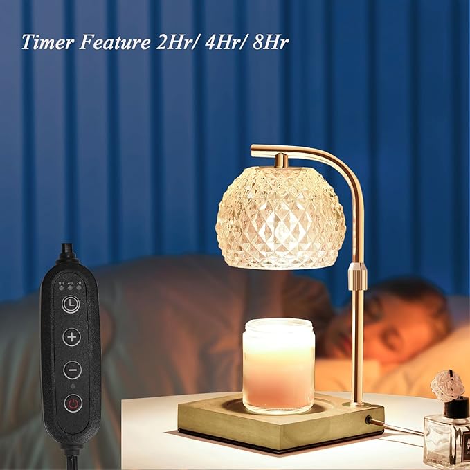 Mocalido Candle Warmer Lamp with Timer, Dimmable Electric Candles Warmer Adjustable Height, Top Candle Melter Lamp for Scented Jar Candles, Clear, Gifts for Mom Women