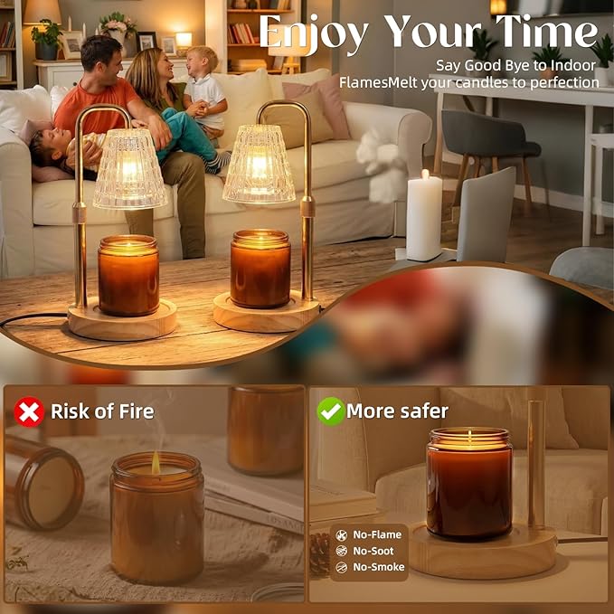 Glimra 2 Pack Candle Warmer Lamp Electric Timer,Candles Candle Wax Warmer for Jar Candles,Adjustable Candle lamp Birthday Gifts,for Mom Women Friend Sister,Office Apartment Dorm Room Home Decor