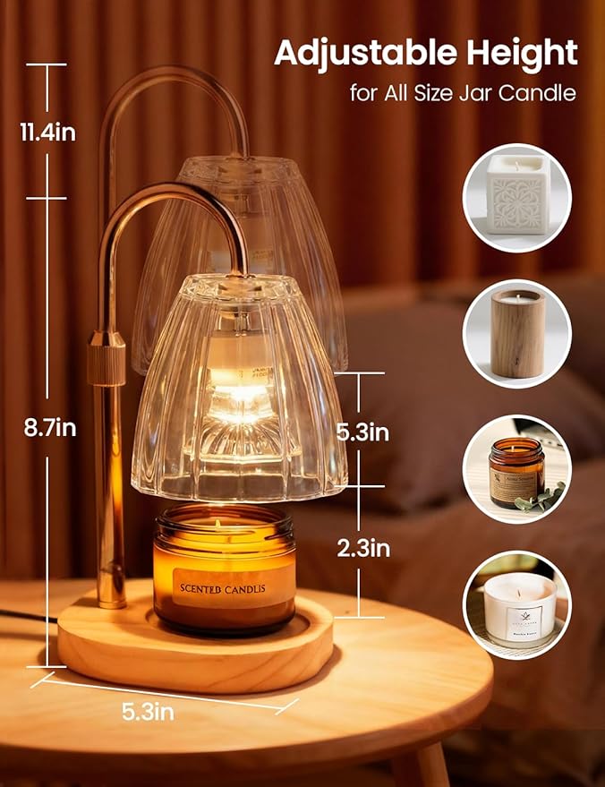 Candle Warmer Lamp with Timer Dimmable Candle Warmer Birthday Gifts for Women Mom Sister, House Warming Gifts New Home Room Decor, Height Adjustable Wax Melts Warmer for Jar Candles