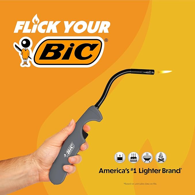 BIC Multi-purpose Lighters, Long-Lasting Flame for Home and Outdoor Use, Classic Collection, 4-Pack (Colors May Vary)