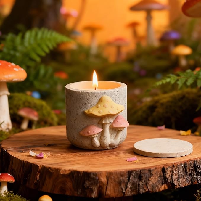 1Pc Mushroom Jar Resin Mold Silicone 3D Exquisite Epoxy Casting Mold with Lid for DIY Jewelry Organizer Trinket Storage Box Candy Container Candle Jar Flowerpot Cement Crafts Home Decoration