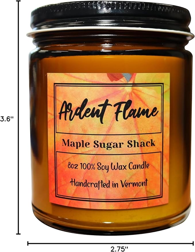 Candles | Vermont Maple Sugar Shack | 100% Natural Soy Wax Candle for Home Decor | Highly Scented | Premium Fragrance | Handmade in Vermont, USA | 8 oz | Long Lasting | Great Gift