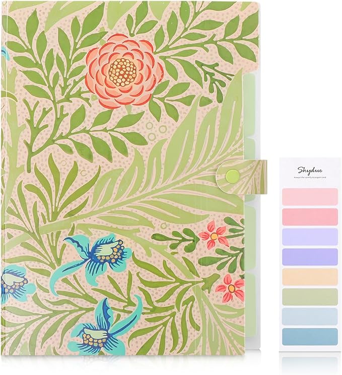 SKYDUE Expanding File Folder with 5 Pockets, Accordion File Organizer, Portable Receipt Paper Documents Organizer, Letter Size Filing Folder School Office Supplies, Green